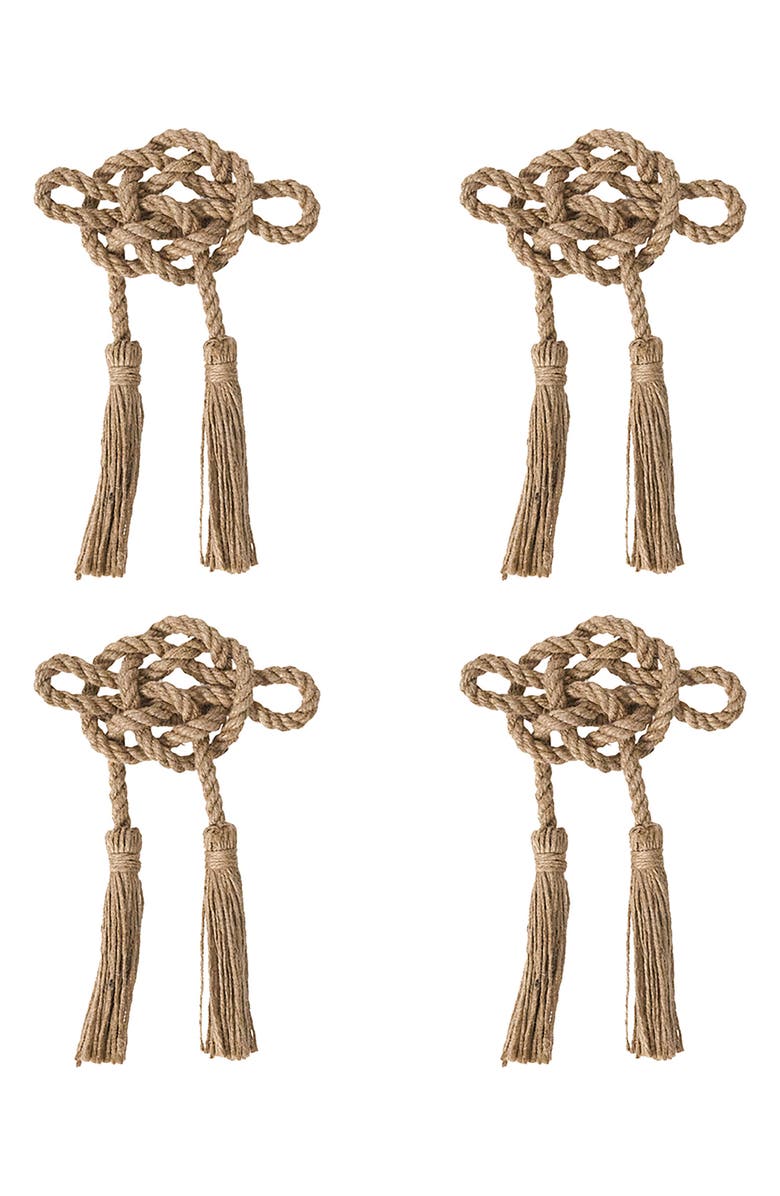 Juliska Mystic Knot Set of 4 Napkin Rings, Main, color, Taupe