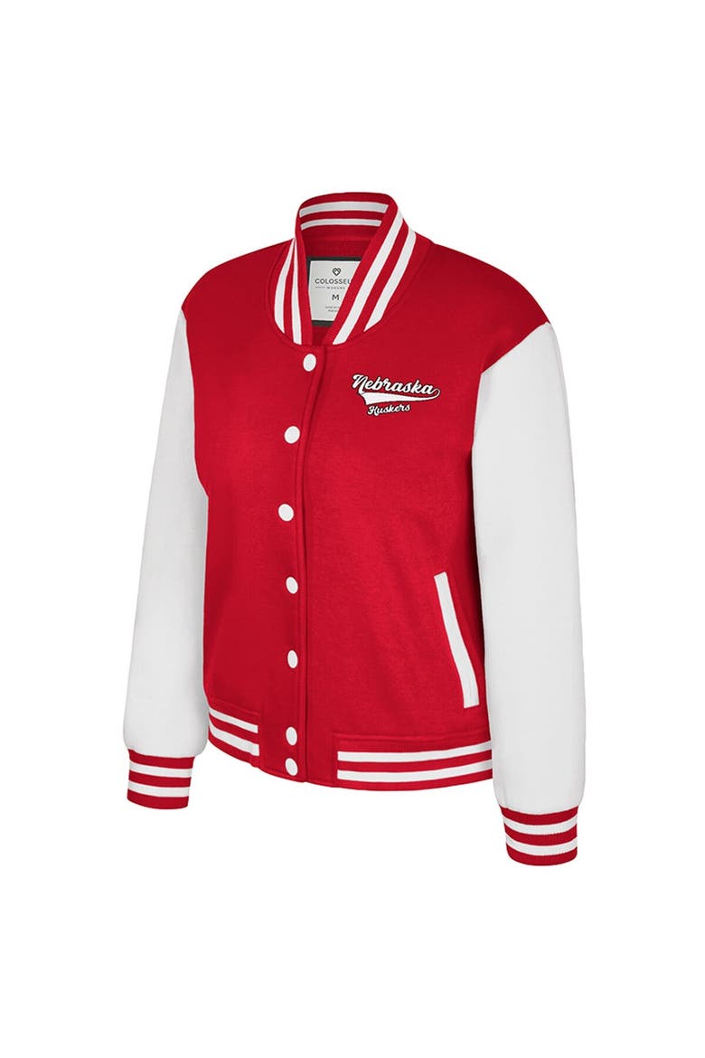 Women's Colosseum Texas Scarlet Nebraska Huskers French Baguette Full Snap Fleece Jacket, Alternate, color, Scarlet