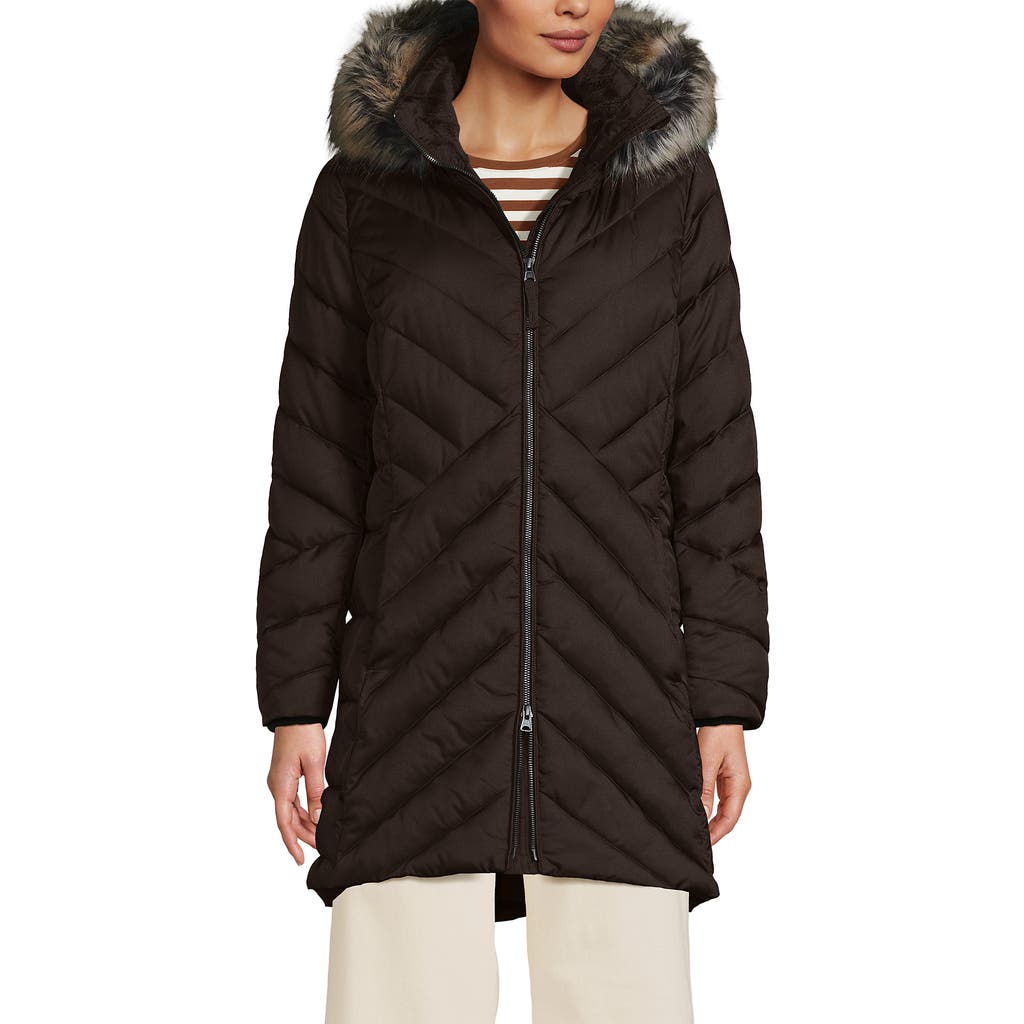Lands' End Insulated Cozy Fleece Lined Primaloft Coat In Brown