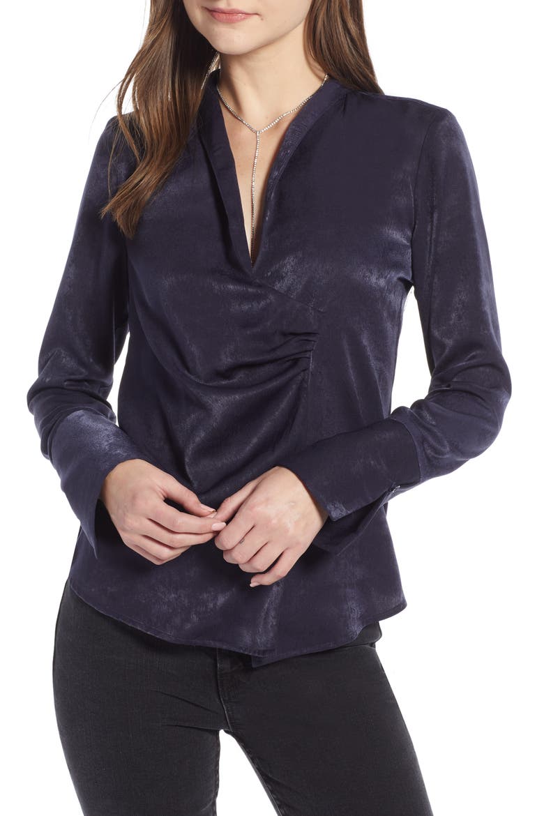 Draped Front Top (Nordstrom Exclusive), Main, color, NAVY NIGHT