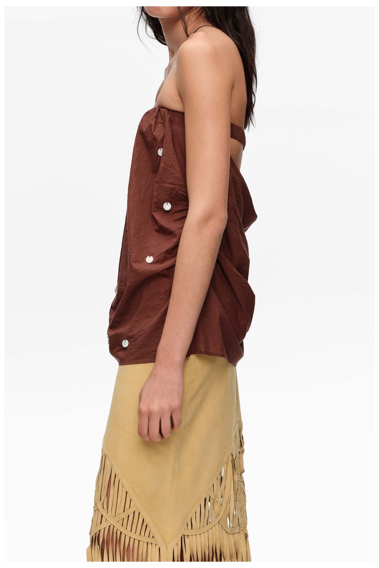 Ruched Strapless Top, Alternate, color, BROWN