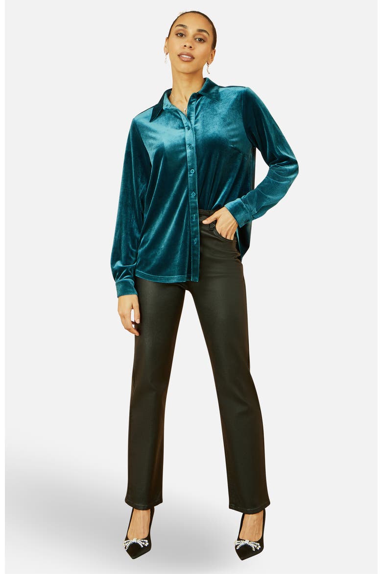 Velvet Relaxed Fit Shirt, Alternate, color, Teal