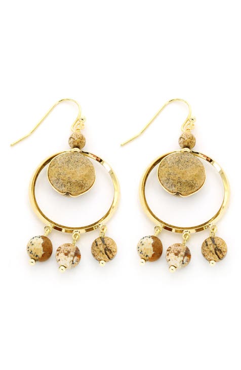 Jasper Circle Drop Earrings