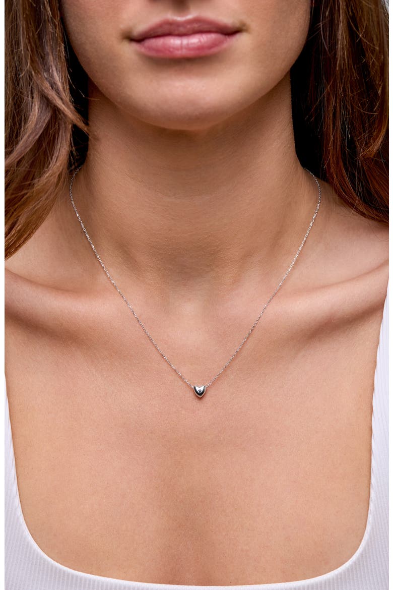14K Gold Heart Pendant Necklace (Online Trunk Show), Alternate, color, 14K WHITE GOLD