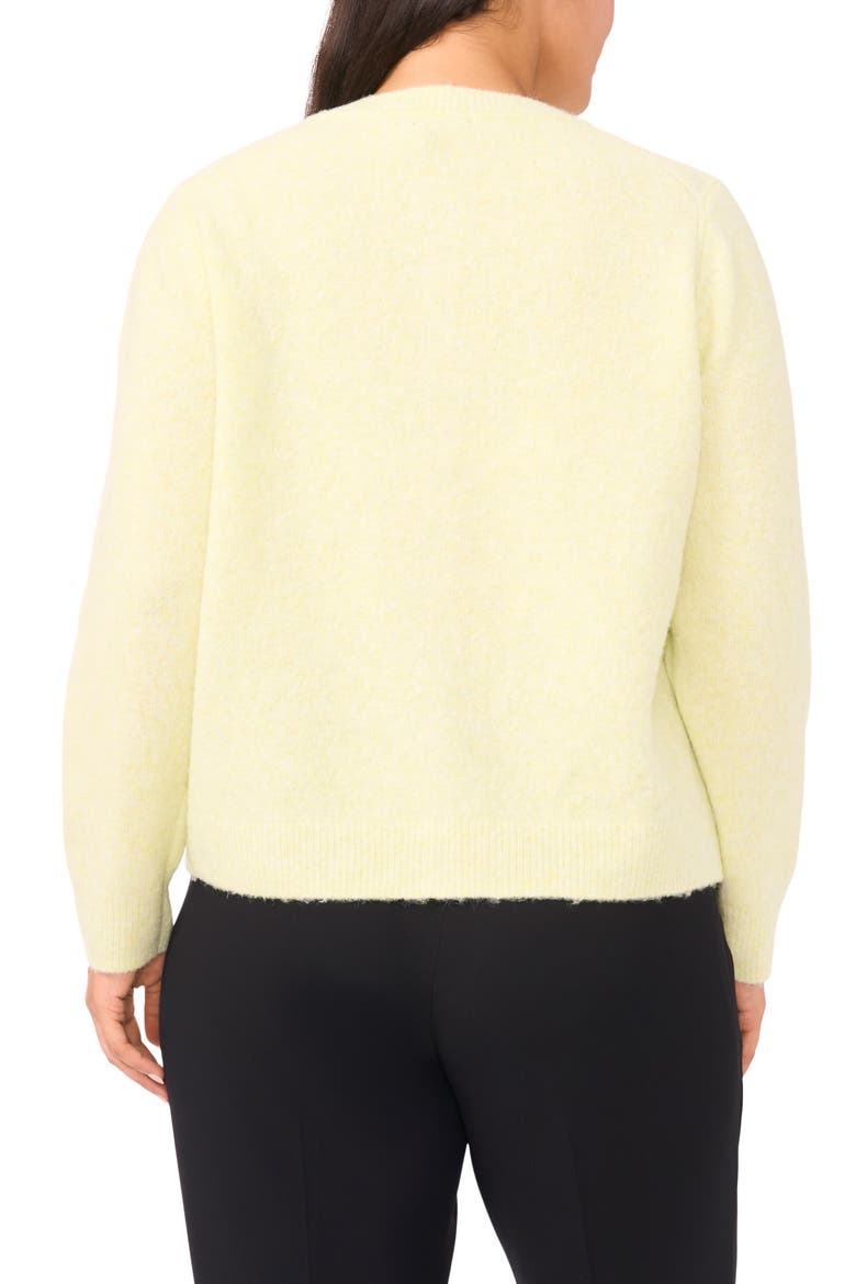 Fuzzy Crewneck Cardigan, Alternate, color, WHITE JADE