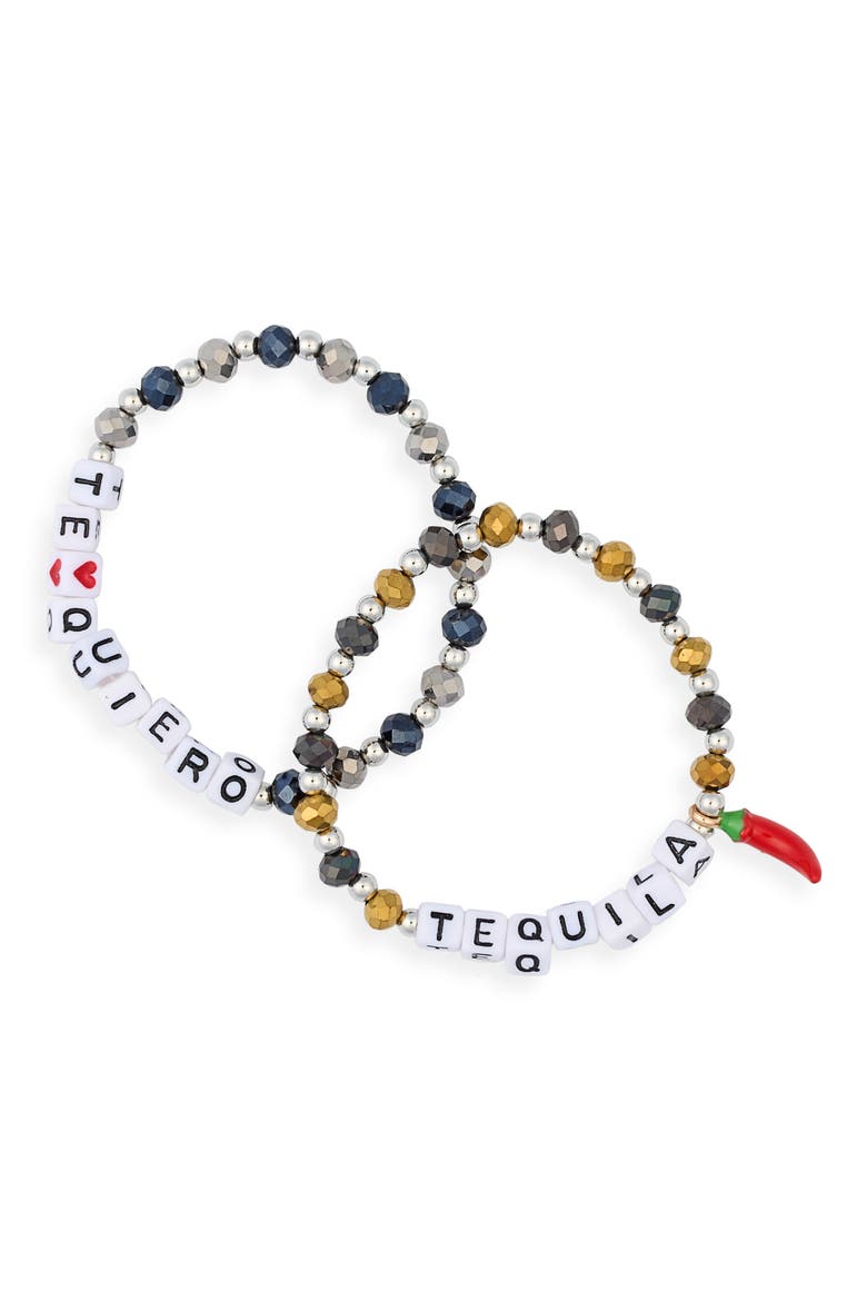 Mas Fotos Set of 2 Beaded Stretch Bracelets, Main, color, MULTI