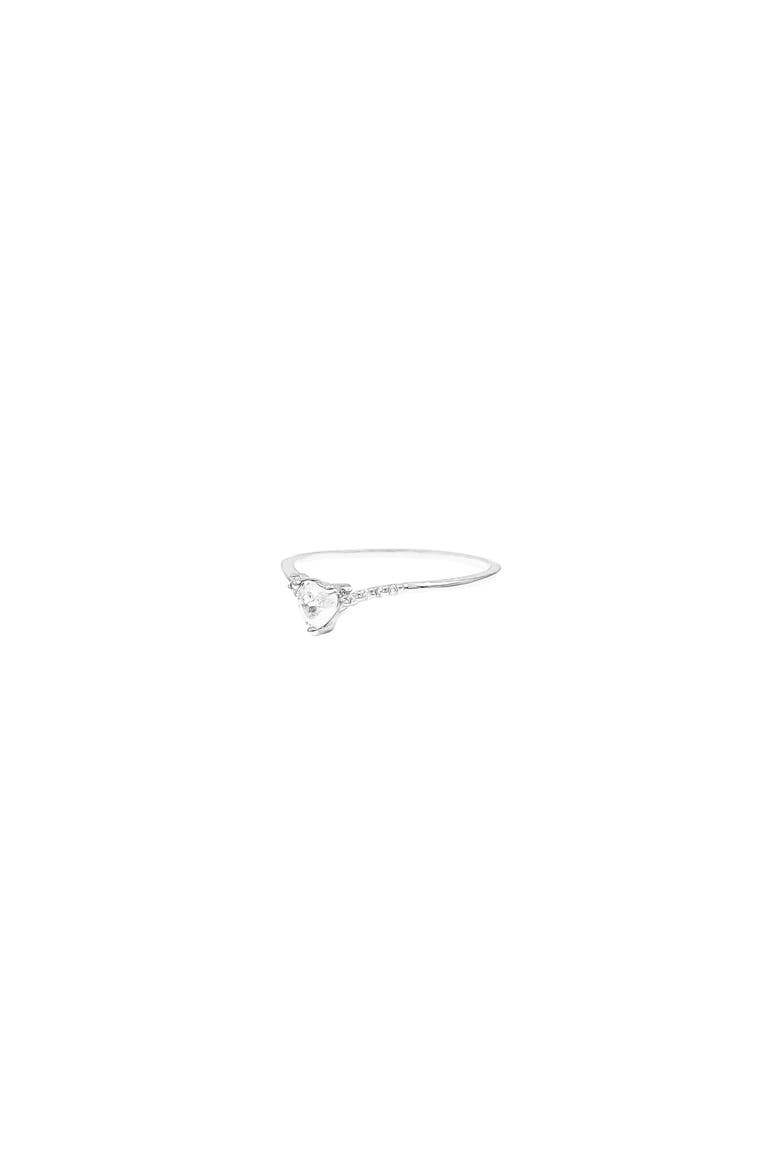 14k Gold Plating Bella Heart Ring Trendy Minimalist Dainty, Alternate, color, Silver - Size 6