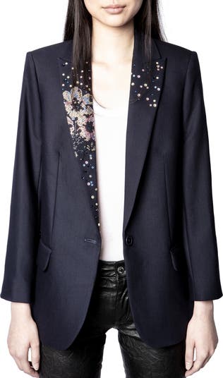 極美品 Zadig&Voltaire 花と蝶ラインストーンジャケット Zadig & Voltaire Viva Strass Flower Embellished Blazer | Nordstrom