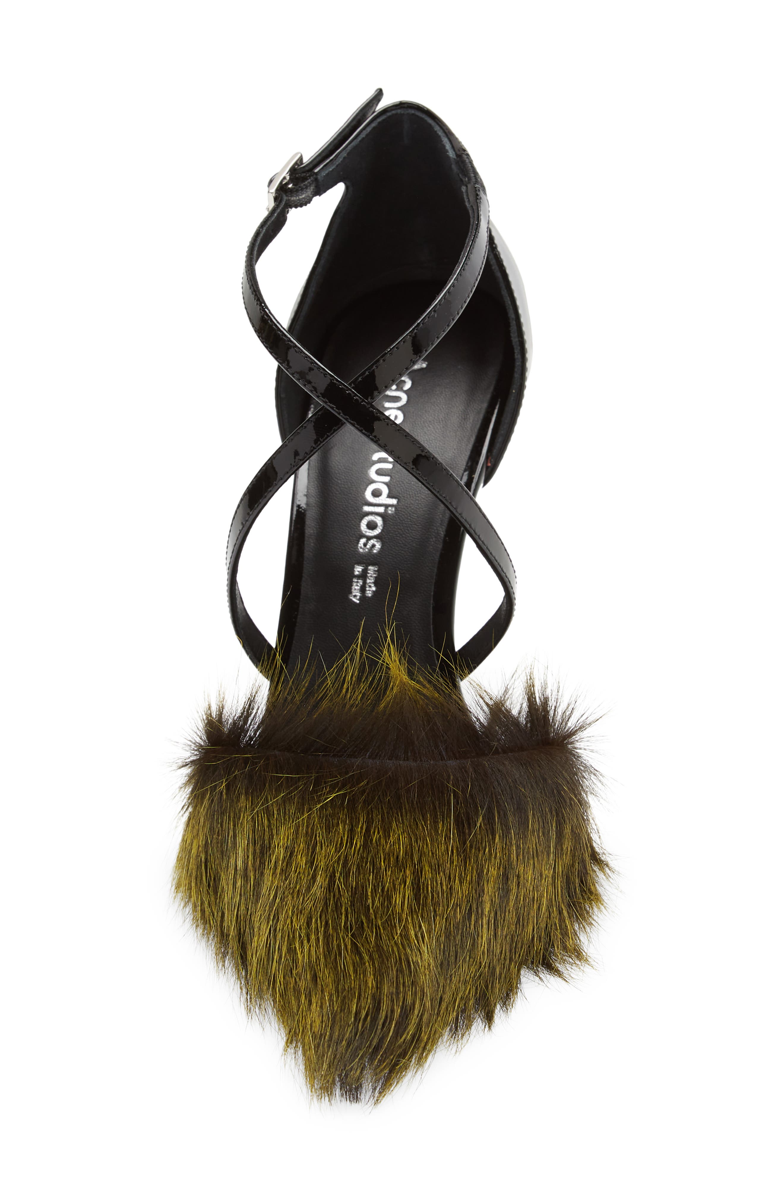 Acne Studios Bepointy Faux Fur Pump, Alternate, color, 