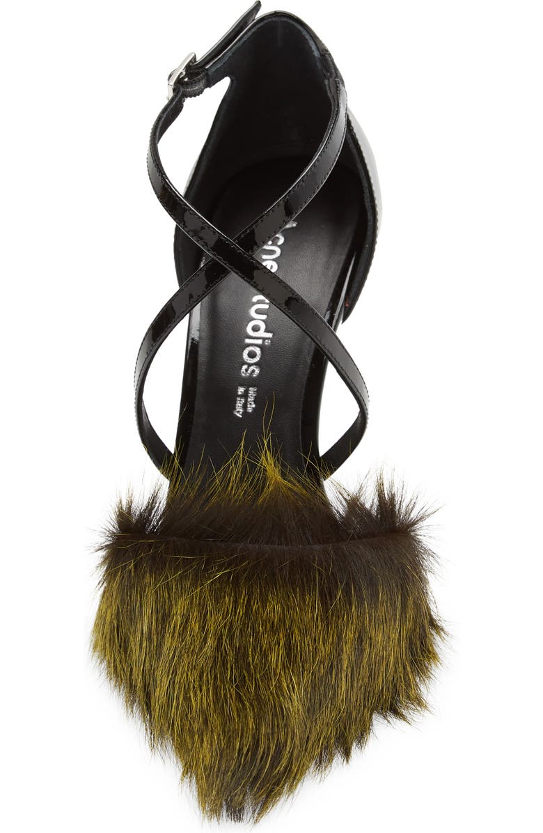 Acne Studios Bepointy Faux Fur Pump, Alternate, color,