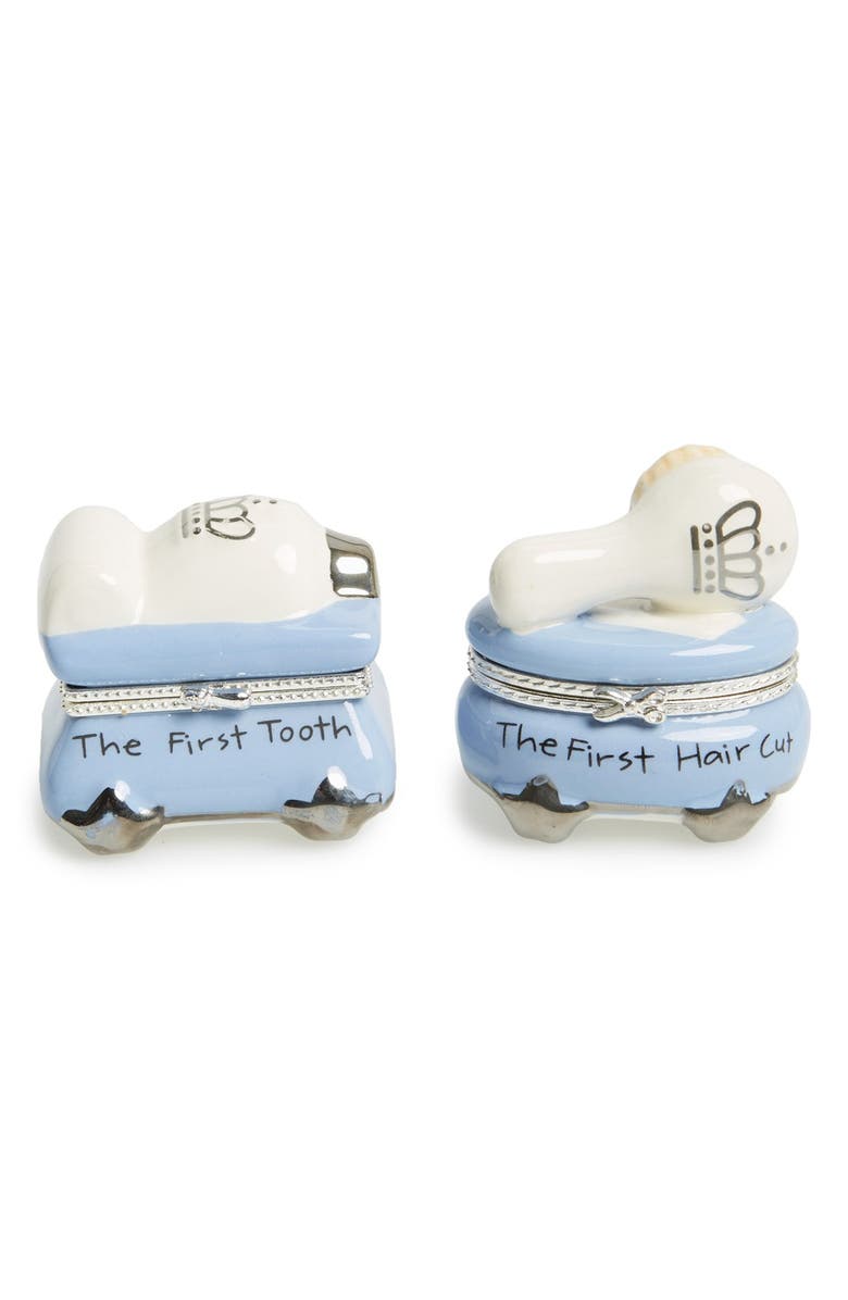 Mud Pie 'Prince' First Tooth & Curl Treasure Box Set, Main, color, Blue