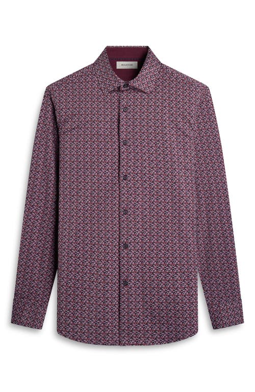 Bugatchi Jimmy Ooohcotton® Geo Print Button-up Shirt In Brown