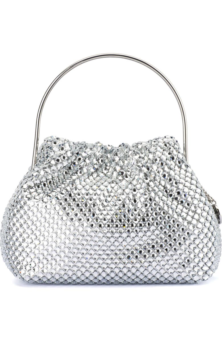 Olga Berg Whitney Crystal Top Handle Clutch, Main, color, Silver