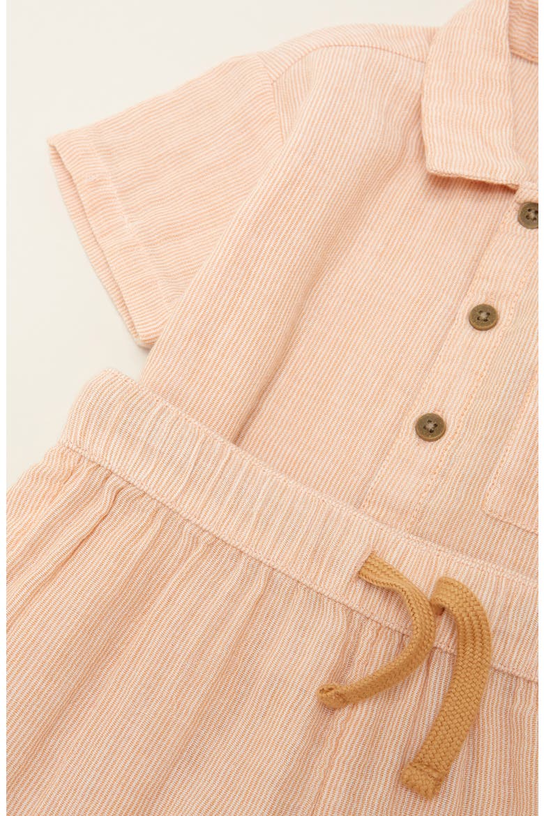 Stripe Short Sleeve Cotton Button-Up Shirt & Shorts Set, Alternate, color, TAN BISCUIT FINE STRIPE