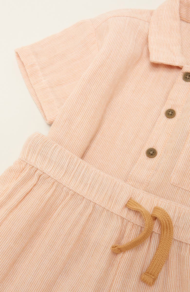 Nordstrom Stripe Short Sleeve Cotton Button-Up Shirt & Shorts Set, Alternate, color, Tan Biscuit Fine Stripe