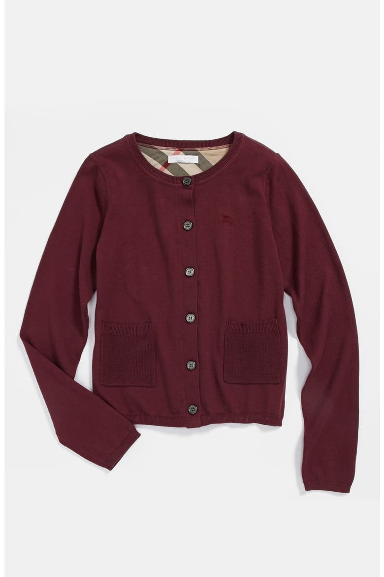 'Mini Kiki' Cotton Cardigan, Main, color, CLARET PINK
