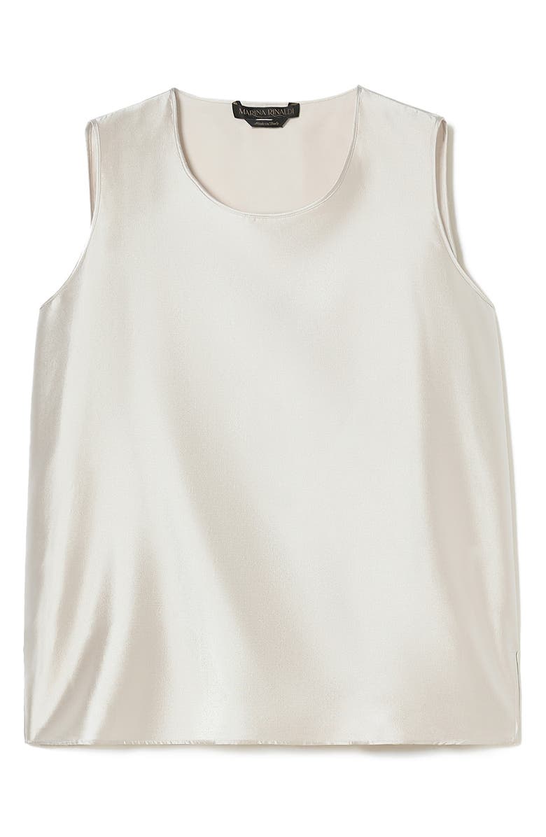 Marina Rinaldi Foggia Sleeveless Silk & Cotton Shell, Alternate, color, Sand