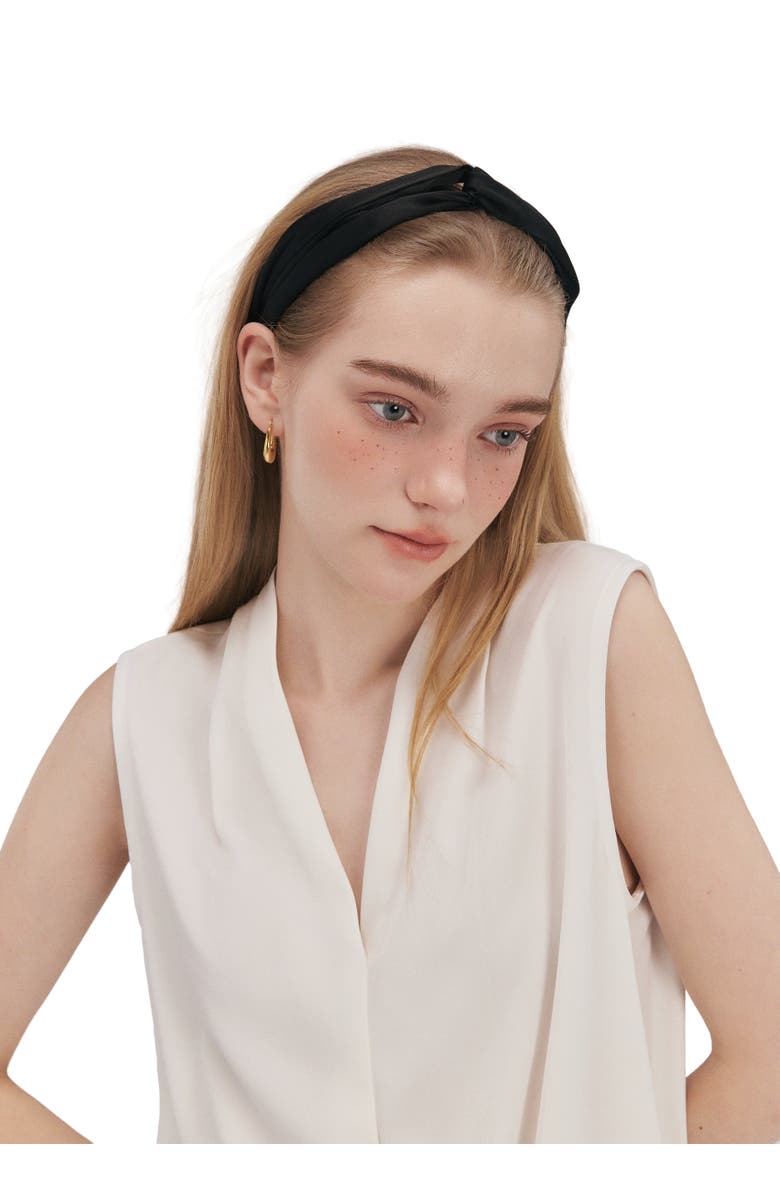 OLAH Silk Twisted Hairband, Alternate, color, Black
