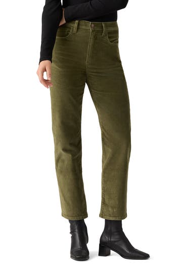 Levi's Ribcage High Waist Ankle Straight Leg Corduroy Jeans In Green