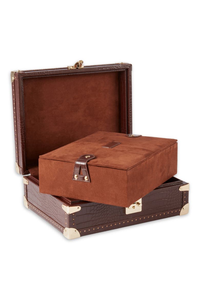 8-Watch Storage Case, Alternate, color, BROWN MULTI COLOR
