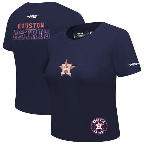 Women's Pro Standard  Navy Houston Astros Game Day Classics Baby Doll Cropped T-Shirt
