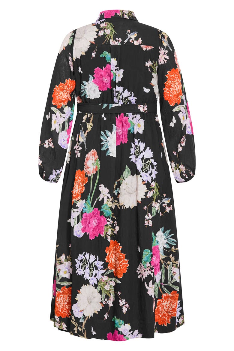 Mary Long Sleeve Floral Print Shirtdress, Alternate, color, BLK BOTANIQUE