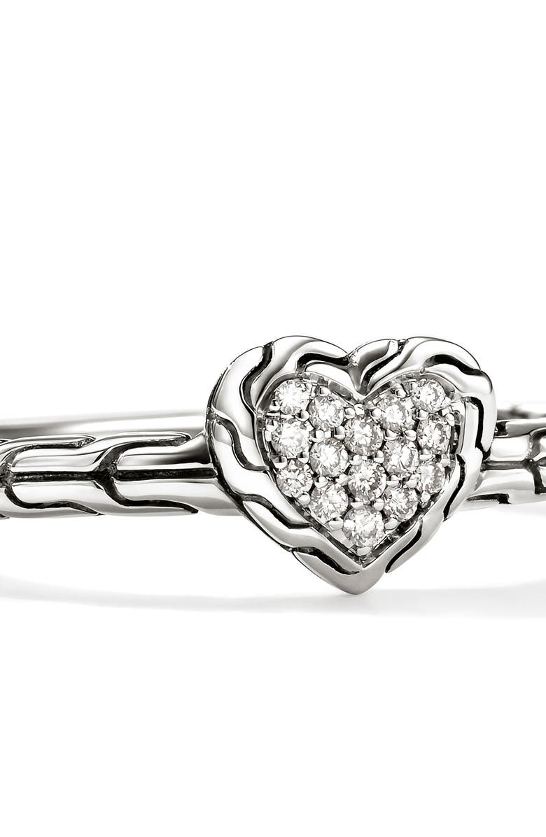 John Hardy Diamond Pavé Heart Ring, Alternate, color, Silver