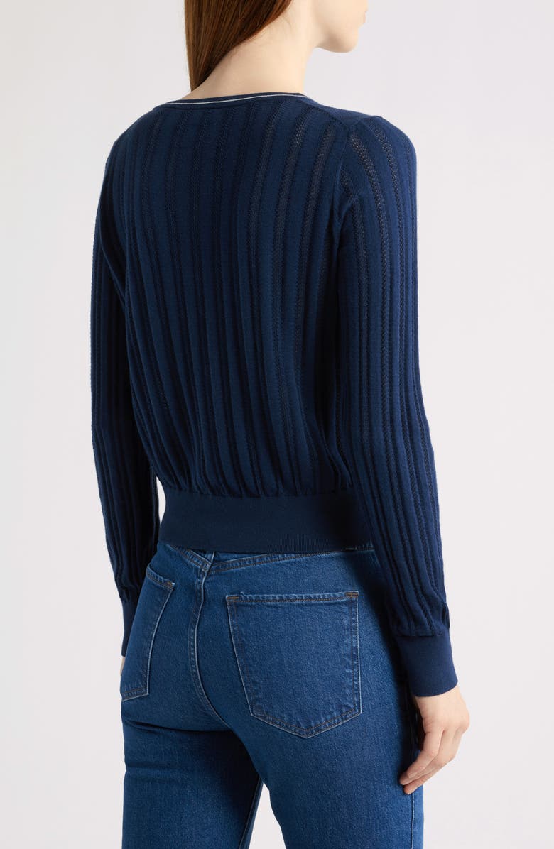 MARGARET O'LEARY Contrast Stripe Rib Petit Cardigan, Alternate, color, 