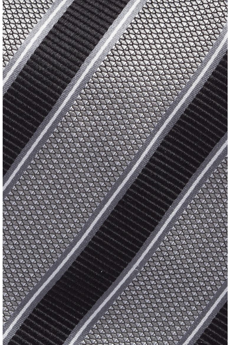 Stripe Jacquard Silk Tie, Alternate, color, SILVER