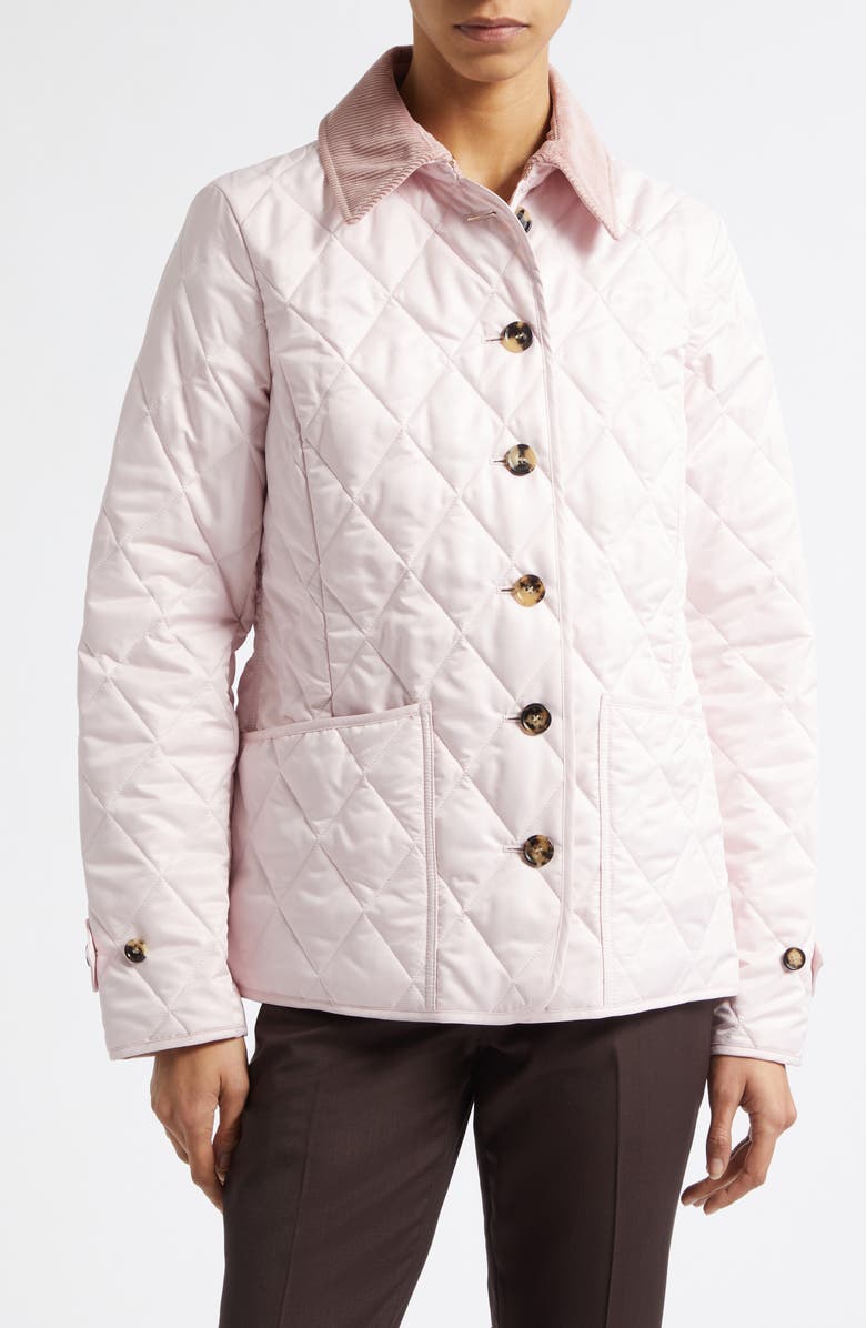 Burberry Fernleigh Quilted Jacket, Main, color, Mallow Pink
