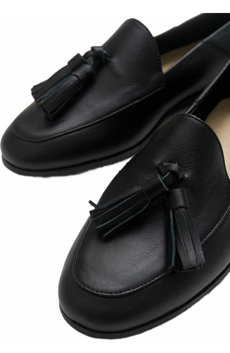 Forever & Always Shoes Mona Soft Leather Tassel Loafer, Alternate, color, Black Leather