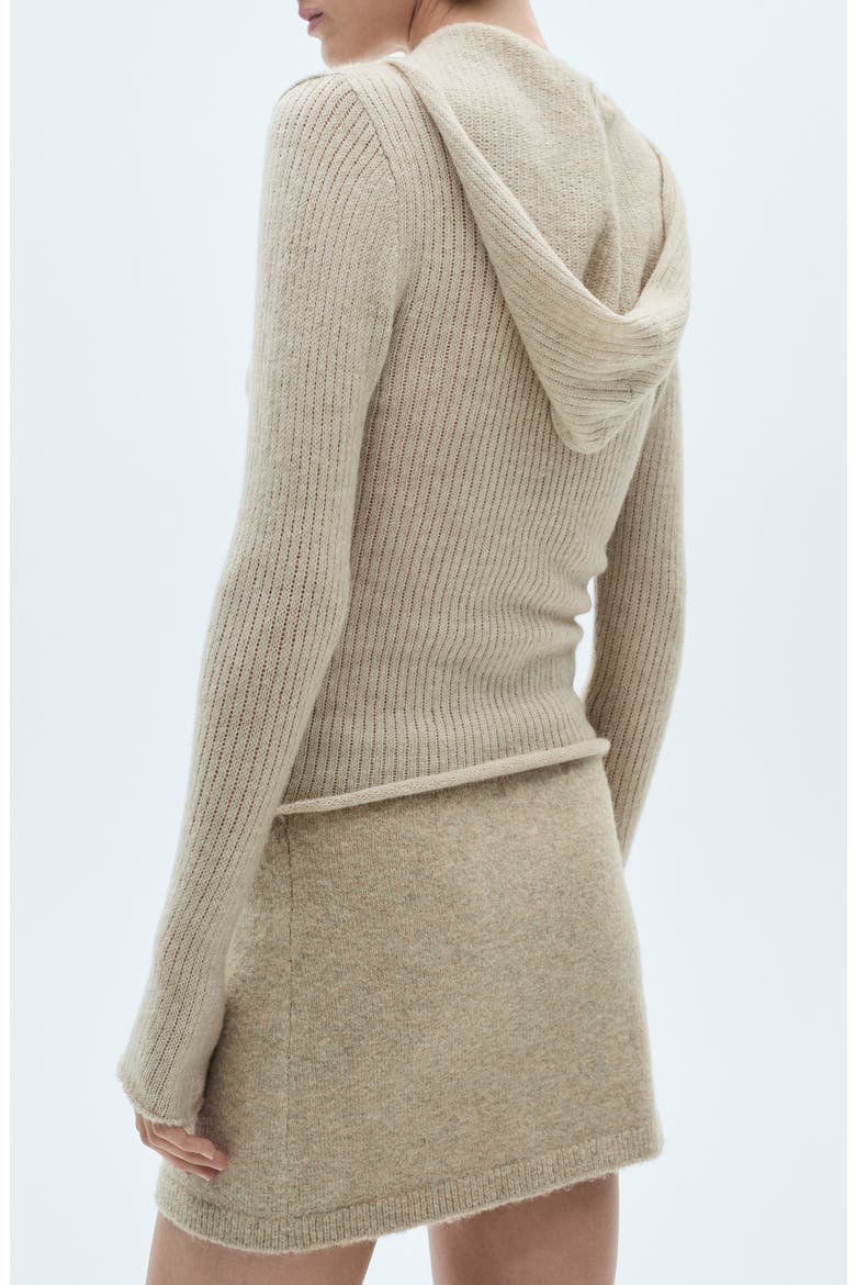 Open Stitch Hooded Sweater, Alternate, color, SAND