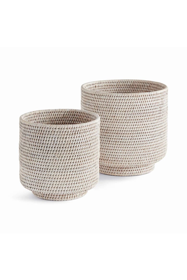 Burma Rattan Cachepots Large Set Of 2, Main, color, White