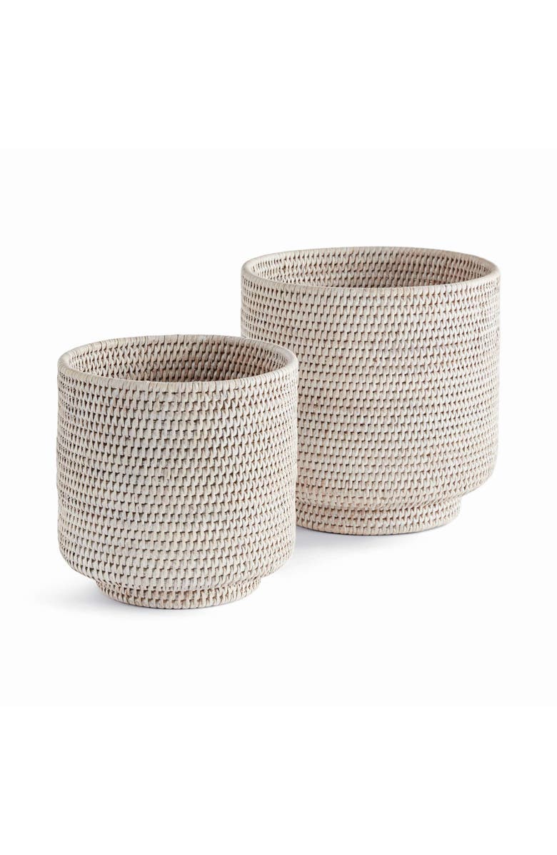 Napa Home & Garden Burma Rattan Cachepots Large Set Of 2, Main, color, White