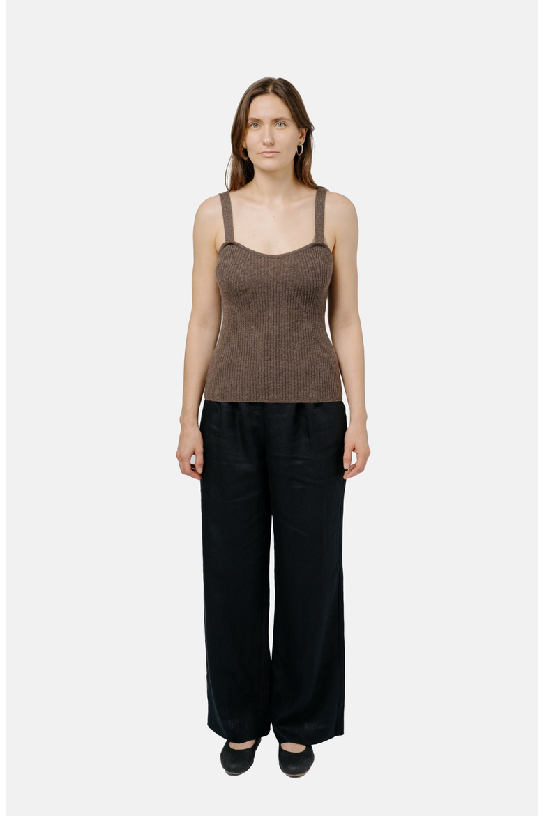 Ulaanbaatar Strap Top, Alternate, color, Brown Melange