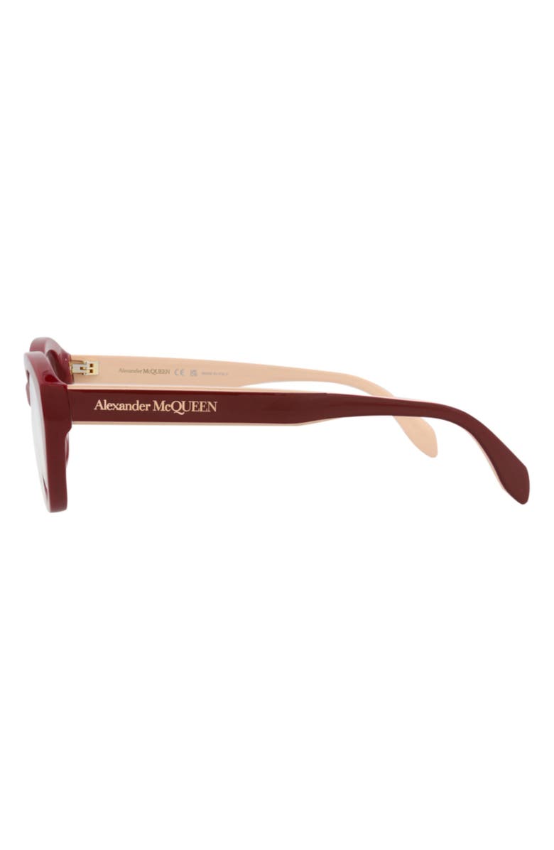 McQueen 52mm Cat Eye Optical Glasses, Alternate, color, Red Red Transparent