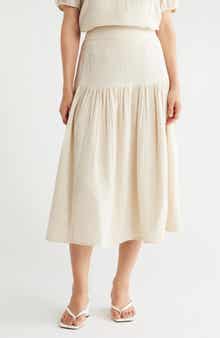 Caslon® Cotton Gauze Tiered Midi Skirt