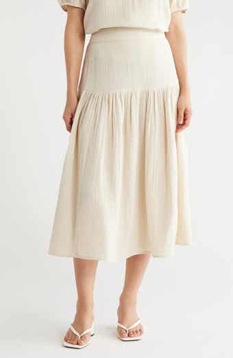 Caslon® Cotton Gauze Tiered Midi Skirt