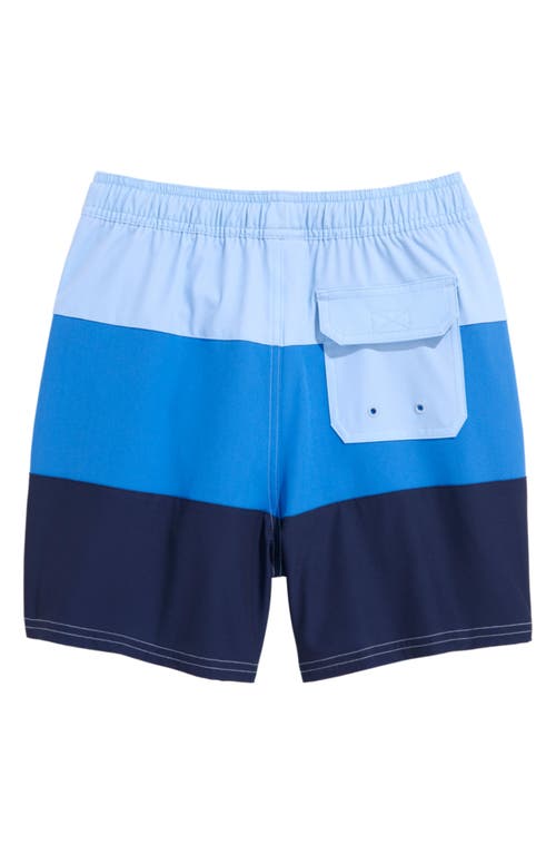 Vineyard Vines Kids' Chappy Colorblock Swim Trunks In Jake Blue