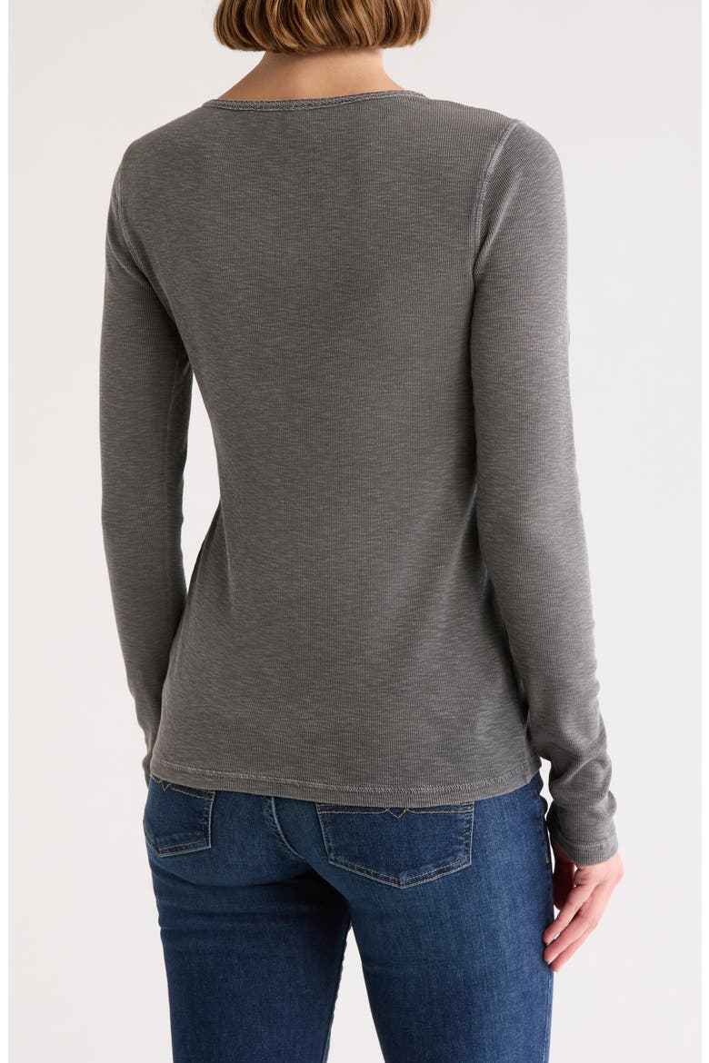 Lace Trim Henley, Alternate, color, GREY PINSTRIPE