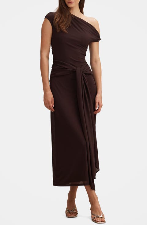 Piper Draped One-Shoulder Midi Dress