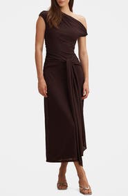 Ever New Piper Draped One-Shoulder Midi Dress