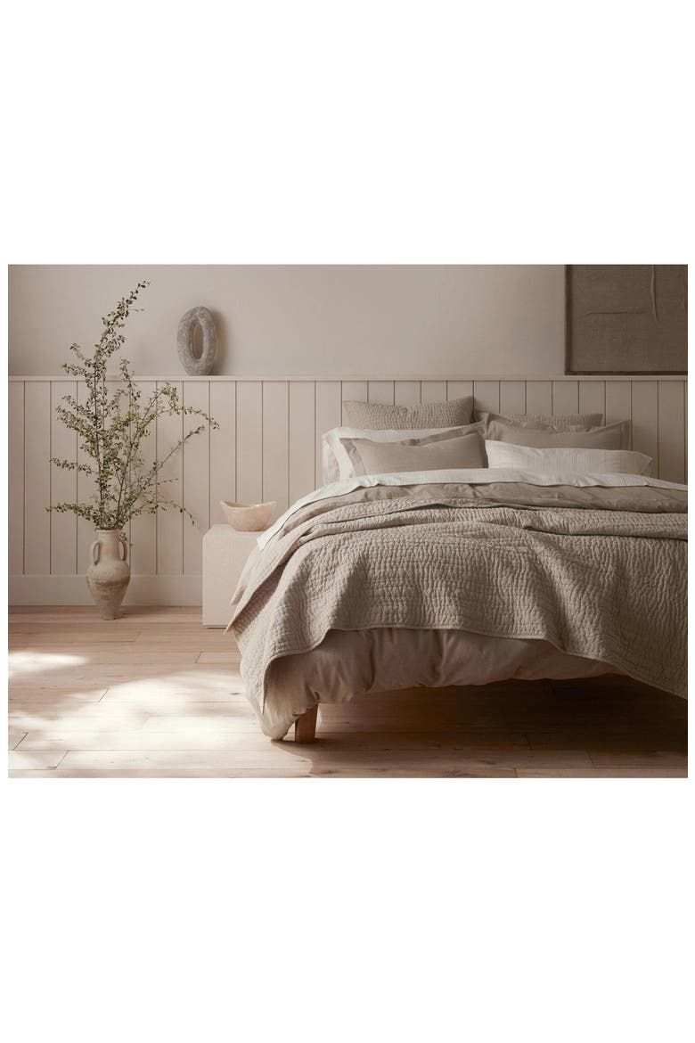Channel Hand Stitched Organic Cotton Blanket, Alternate, color, HAZEL CHAMBRAY