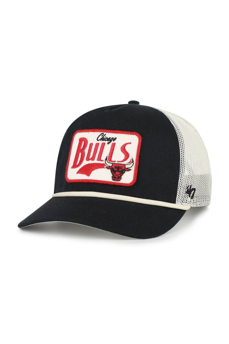 Men's '47 Black Chicago Bulls Emmett Heavy Twill Trucker Hitch Adjustable Hat, Main, color, Black