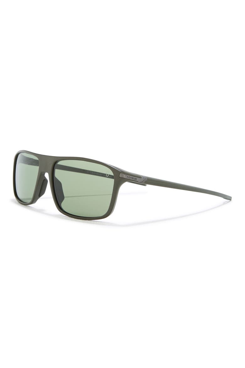 Vingt Sept 60mm Rectangular Sunglasses, Alternate, color, MDKGRN/GRNPZ