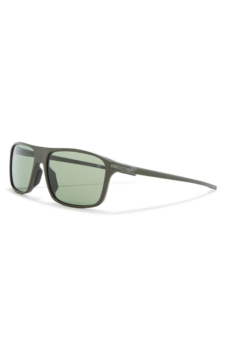TAG Heuer Vingt Sept 60mm Rectangular Sunglasses, Alternate, color, Matte Dark Green / Green Polar