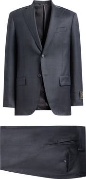 Heritage Gold Milano Regular Fit Charcoal Grey Plaid Super 130s Wool Twill Suit