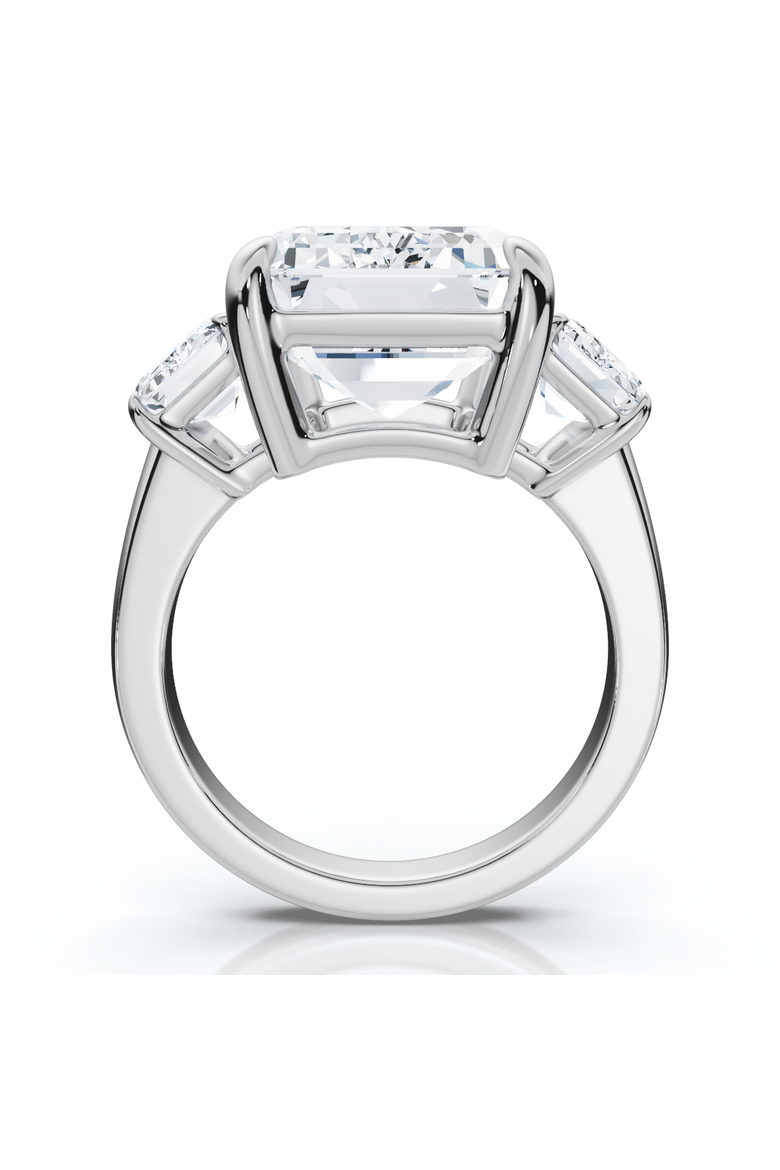 Certified 12Ct Emerald Cut Three Stone Diamond Engagement Ring Lab Grown, Alternate, color, 14k White Gold