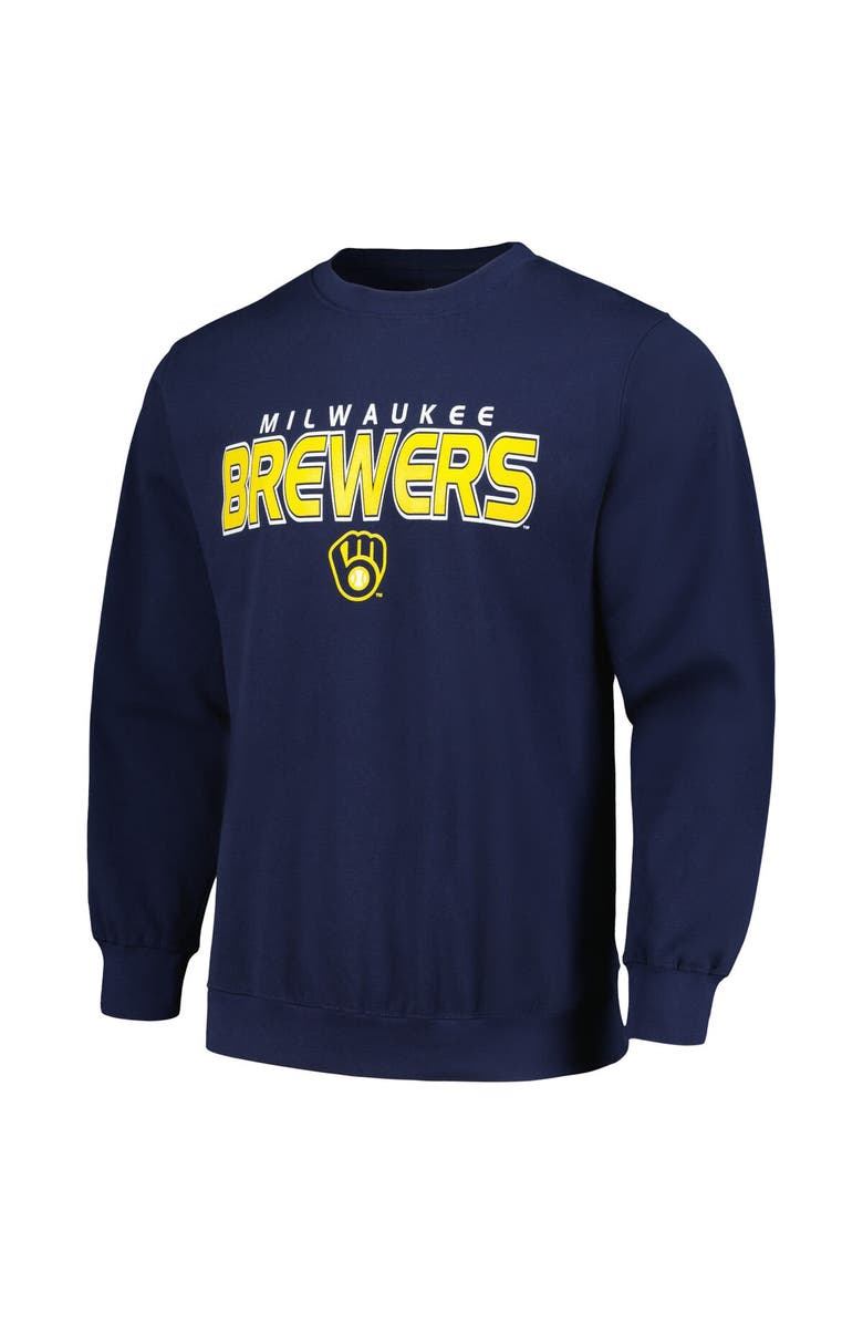 STITCHES Men's Stitches  Navy Milwaukee Brewers Pullover Sweatshirt, Alternate, color, 