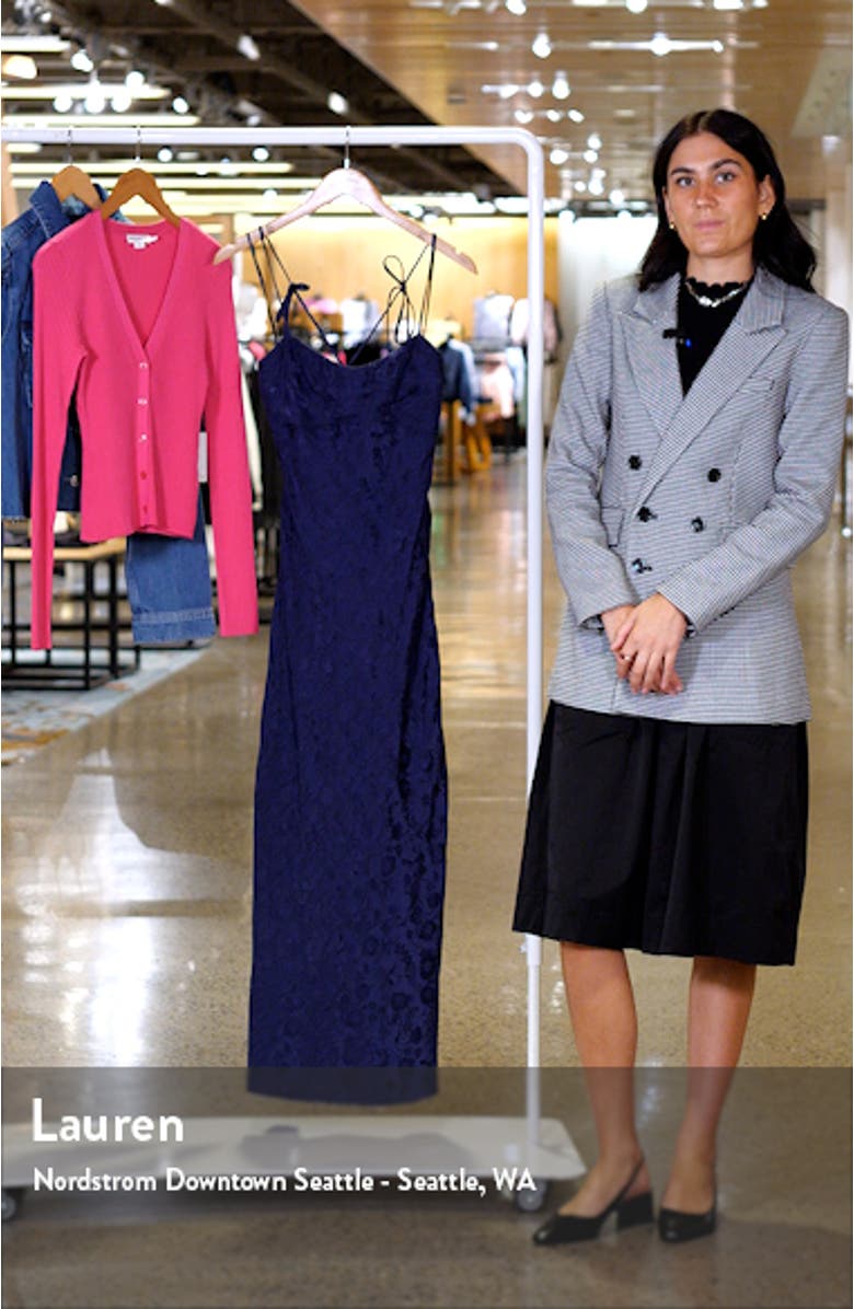 Aitana Floral Tie Strap Brocade Dress, sales video thumbnail